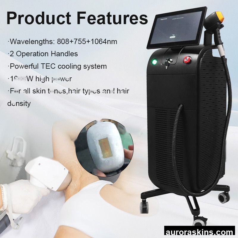 2026 Professional 1600w Painless & Fast Hair Removal Diode 3 Wavelength 1064nm+755nm+808nm Titanium Skin Rejuvenation Machine